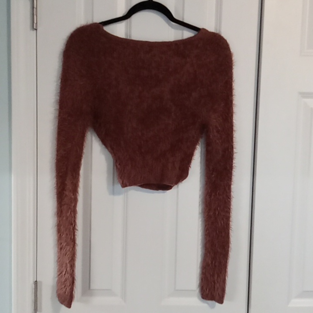Love Tree Women's V-Neck Sweater in Warm Brown - Picture 4 of 6